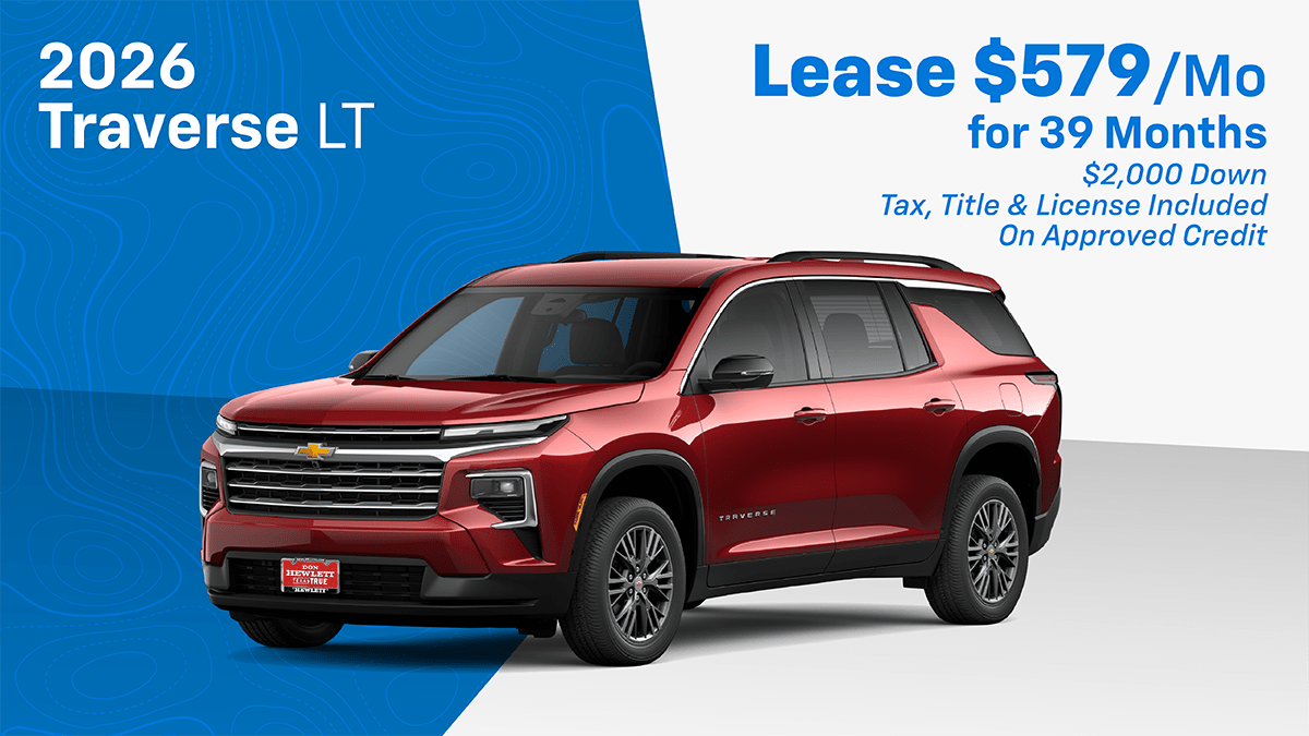 2026 Traverse LT $579 Mo. Lease 39 Months