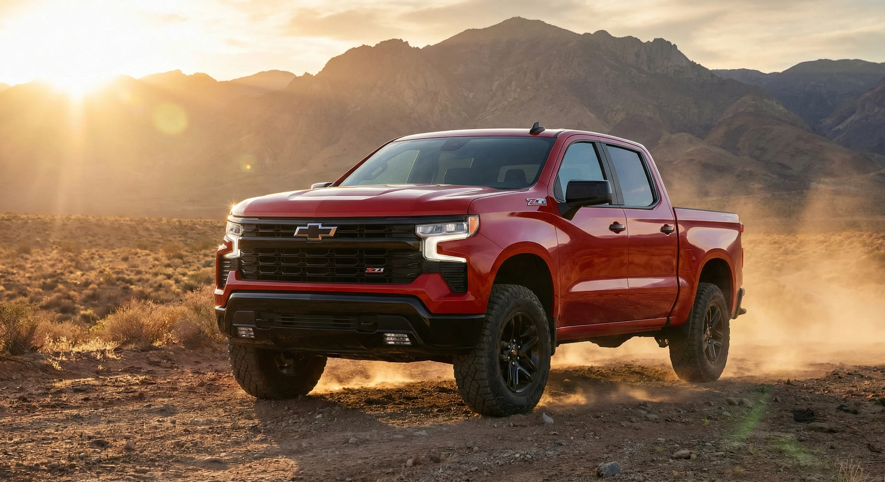 2026 Chevrolet Silverado 1500 LT Trail Boss front three-quarter view showing black grille, 2-inch factory lift, and 20-inch black wheels at Don Hewlett Chevrolet Georgetown TX
