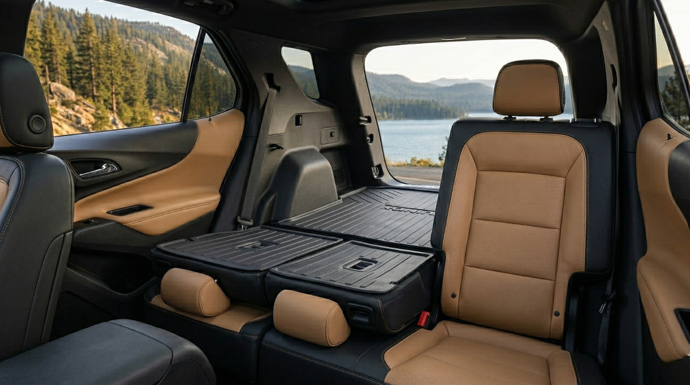 2026 Equinox LT rear seating and cargo area with versatile fold-flat configuration