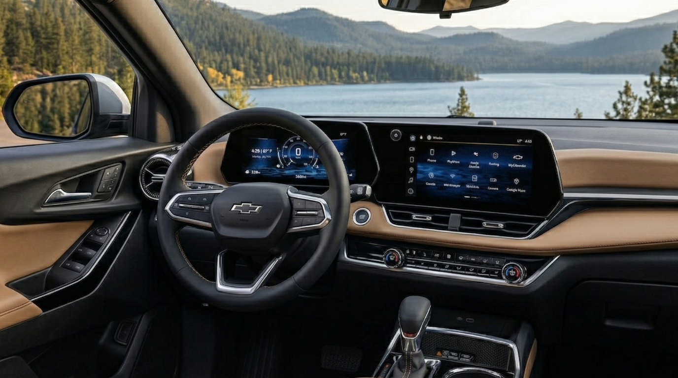 2026 Equinox LT interior dashboard with 11.3-inch diagonal touchscreen, Google Built-In, and premium LT cabin