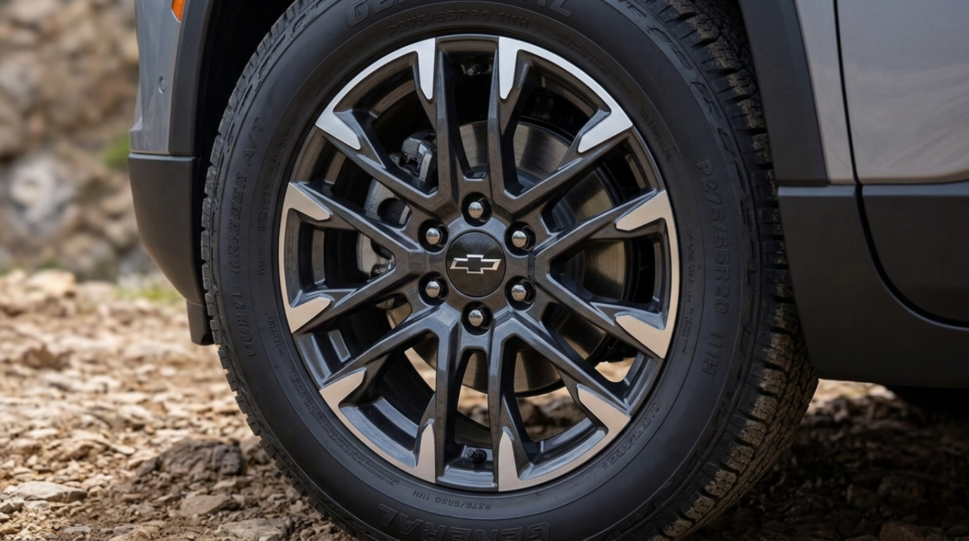 2026 Traverse RS 20-inch gloss black wheels with RS sport-tuned suspension