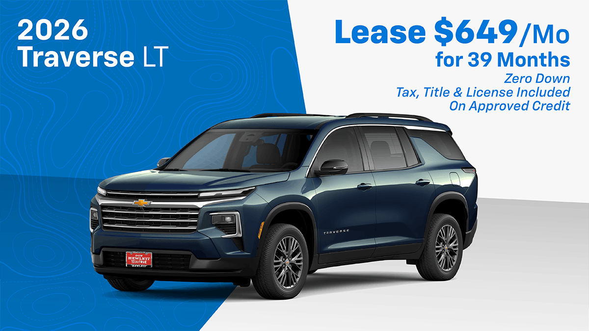 2026 Traverse LT $649 Mo. Lease 39 Months