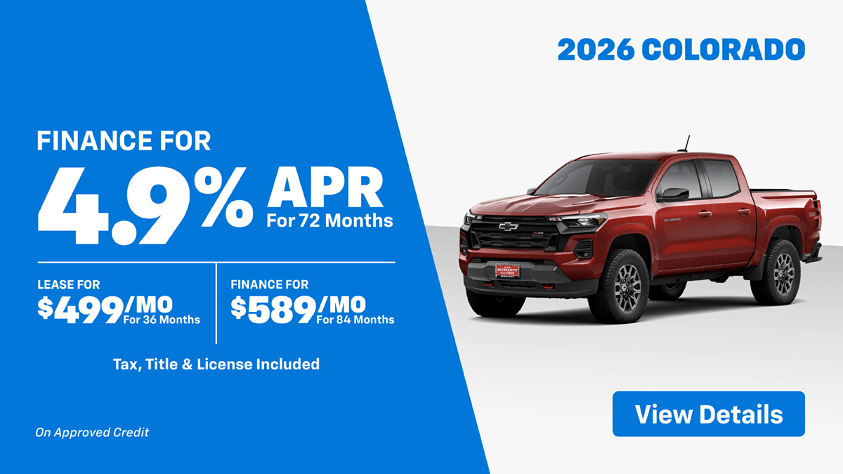 2026 Colorado 4.9% for 72 Mos OR $499 Mo Lease OR $589 Mo Finance